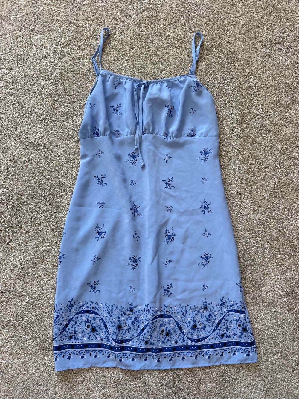 Women’s Basic Editions Vintage Y2K Light Blue Floral Slip Dress- Size 9/10